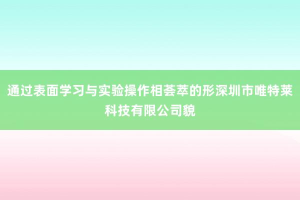通过表面学习与实验操作相荟萃的形深圳市唯特莱科技有限公司貌